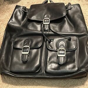 NEW Black Leather Backpack